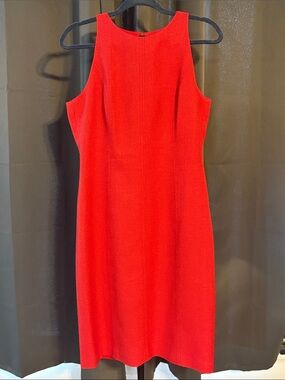 David Meister Classic Red Sleeveless Sheath Dress
